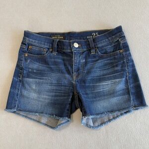 J. Crew Dark Blue Denim Frayed Hem Shorts